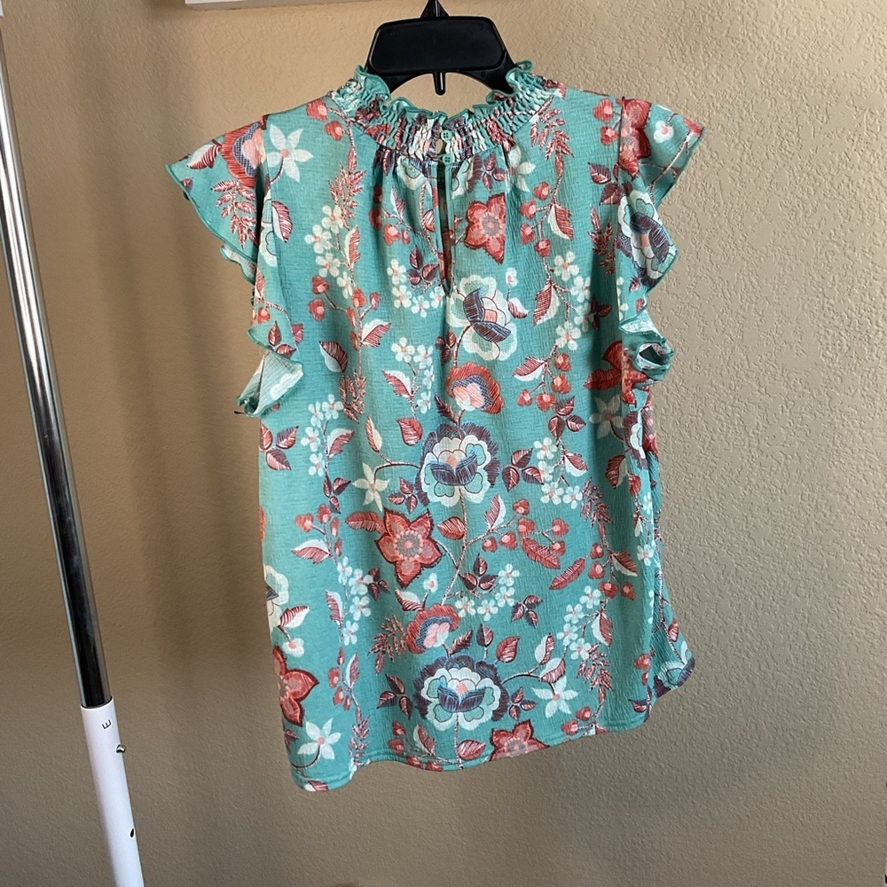 Melloday Womens High Neck Floral‎ Flowy Blouse Size Small - Picture 2 of 6